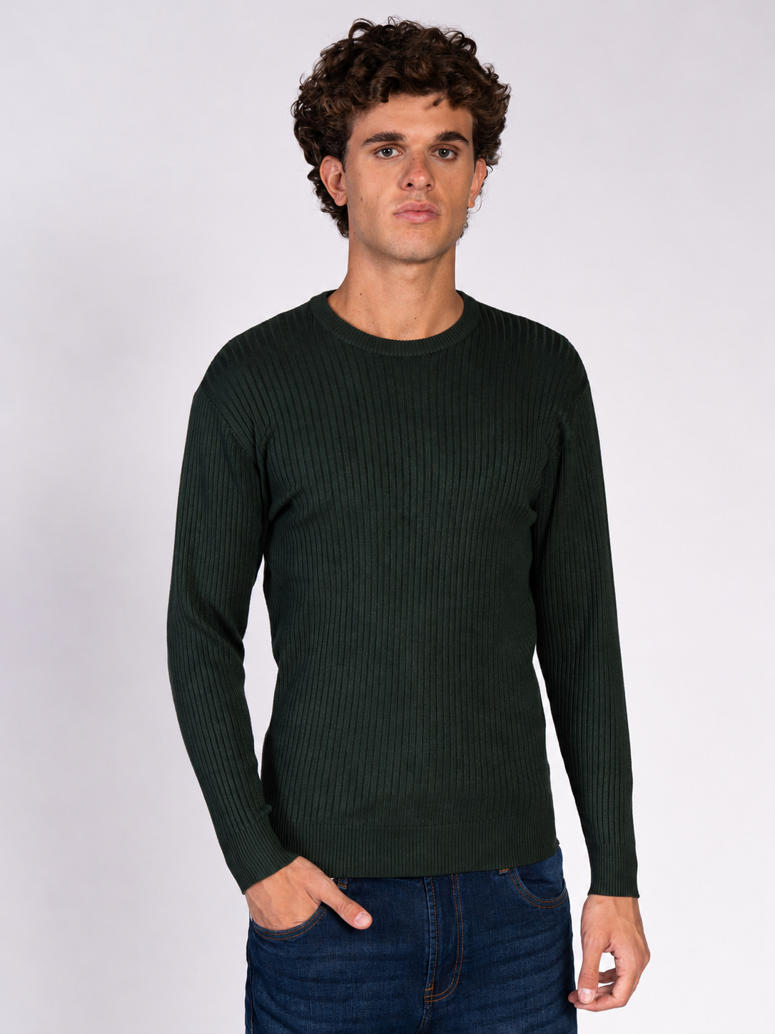 MAGLIA GIROCOLLO A COSTE|Colore:Verde militare