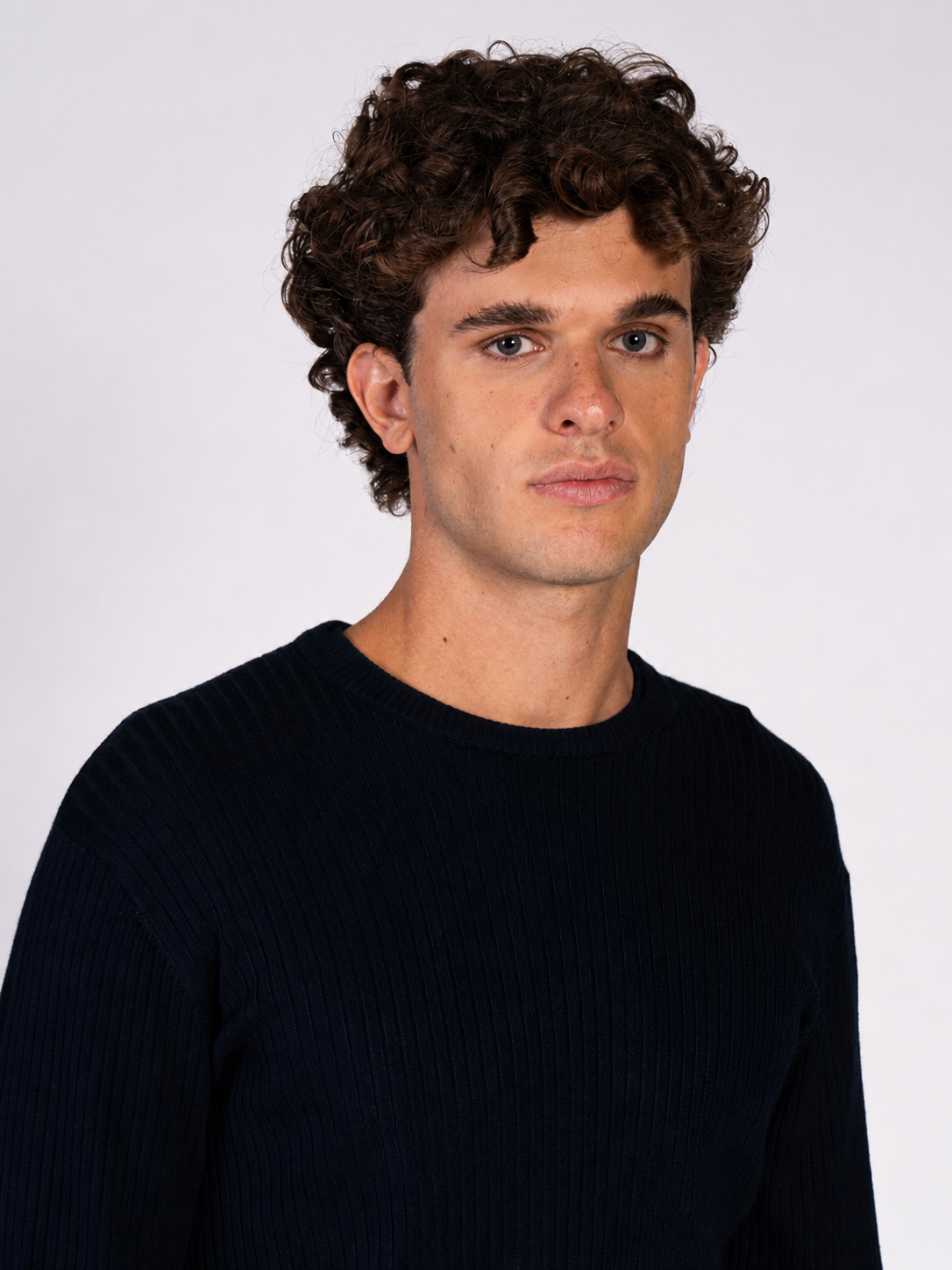 MAGLIA GIROCOLLO A COSTINE|Colore:Blu