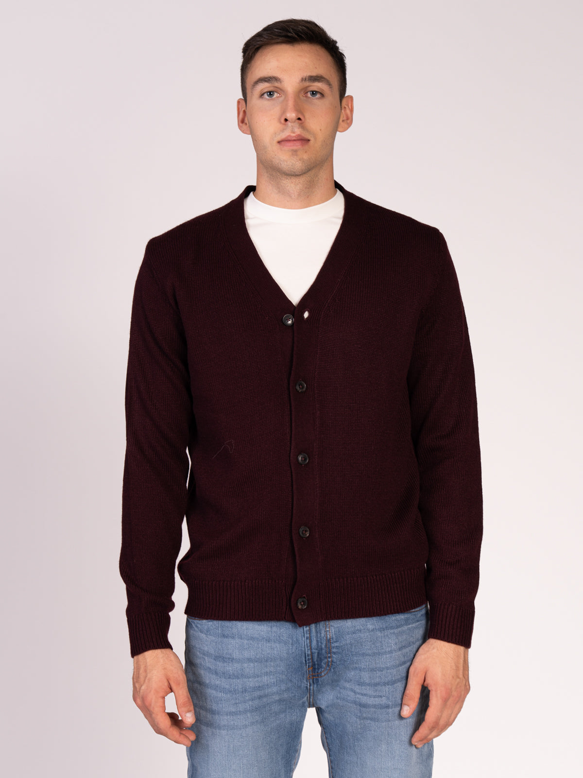 CARDIGAN CON BOTTONI RASATA|Colore:Bordeaux