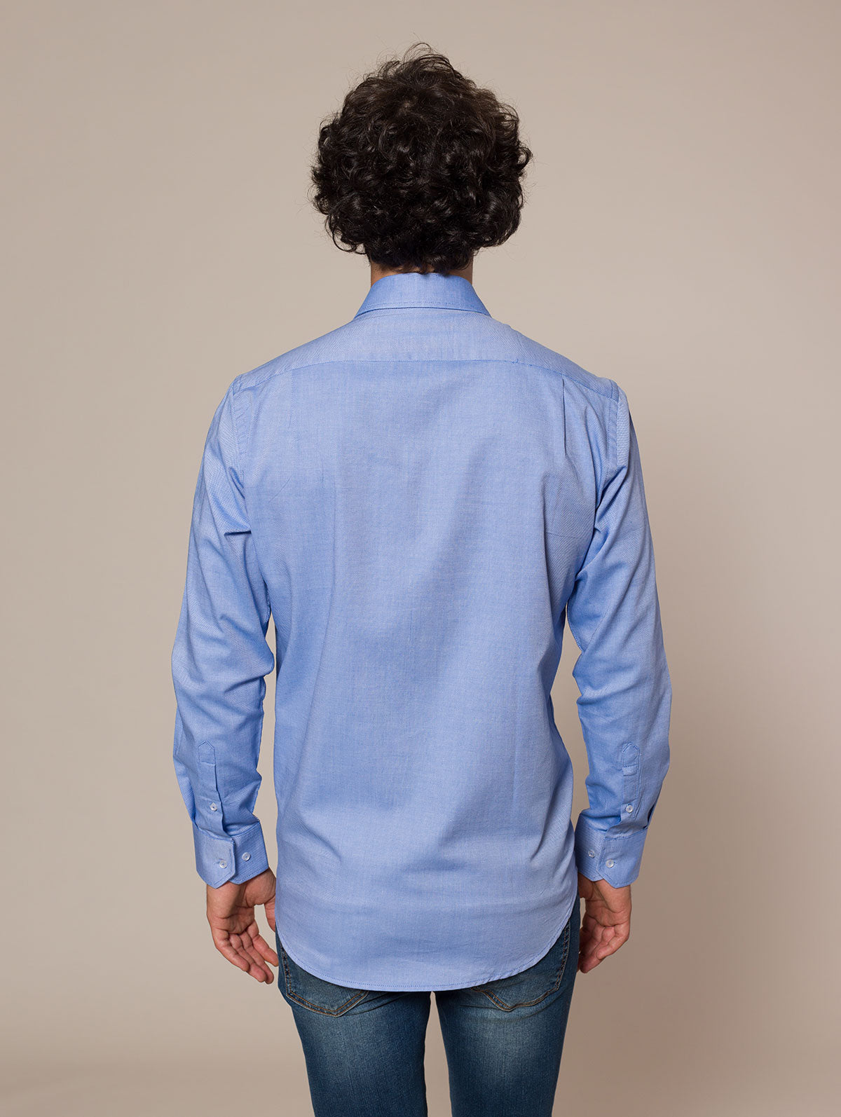Camicia collo classico tessuto armaturato|Colore:Bluette