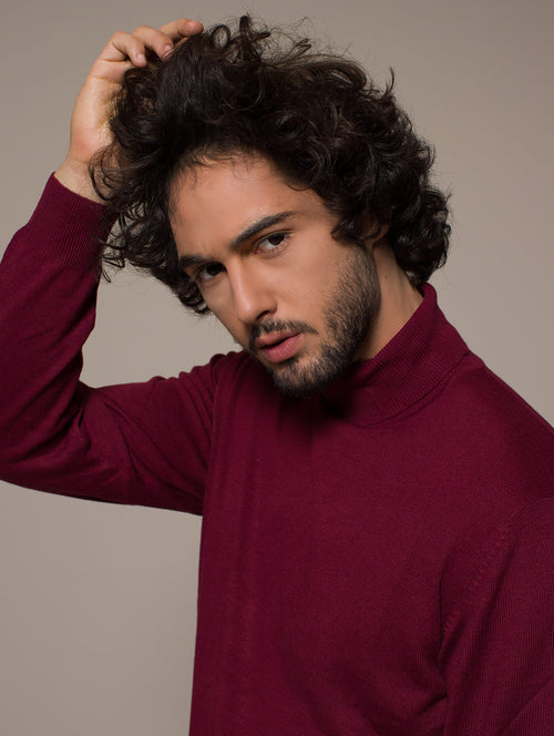 Maglia collo alto basic|Colore:Bordeaux