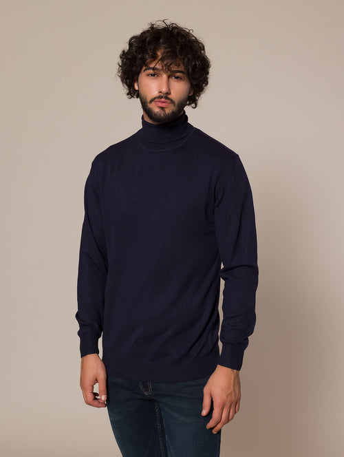 Maglia collo alto basic|Colore:Blu