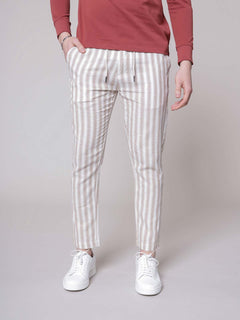 Pantaloni a righe con lacci|Colore:Beige